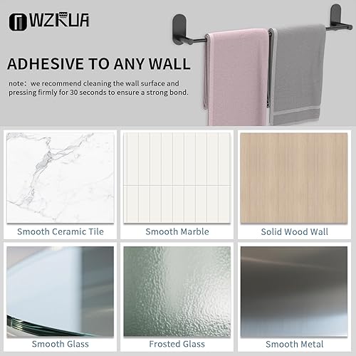 Miniatura 5 de Toallero autoadhesivo para baño, acero inoxidable de 24 pulgadas y aleación de zinc, sin taladro, toallero resistente, para cocina, gabinete,