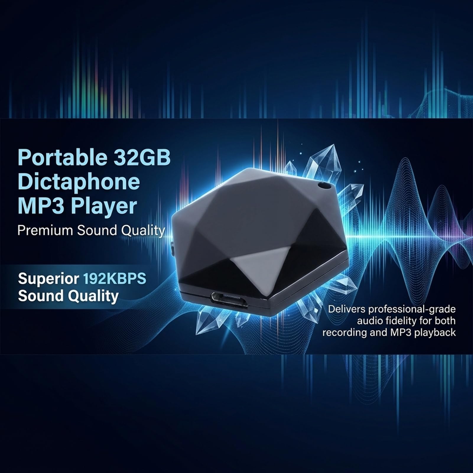 Mini Grabadora de Voz con Activación por Voz, Grabación HD de 192KBPS, Batería de Larga Duración y Cuerpo Magnético.Una grabadora de Voz Digital para entrevistas y Clases (32GB)