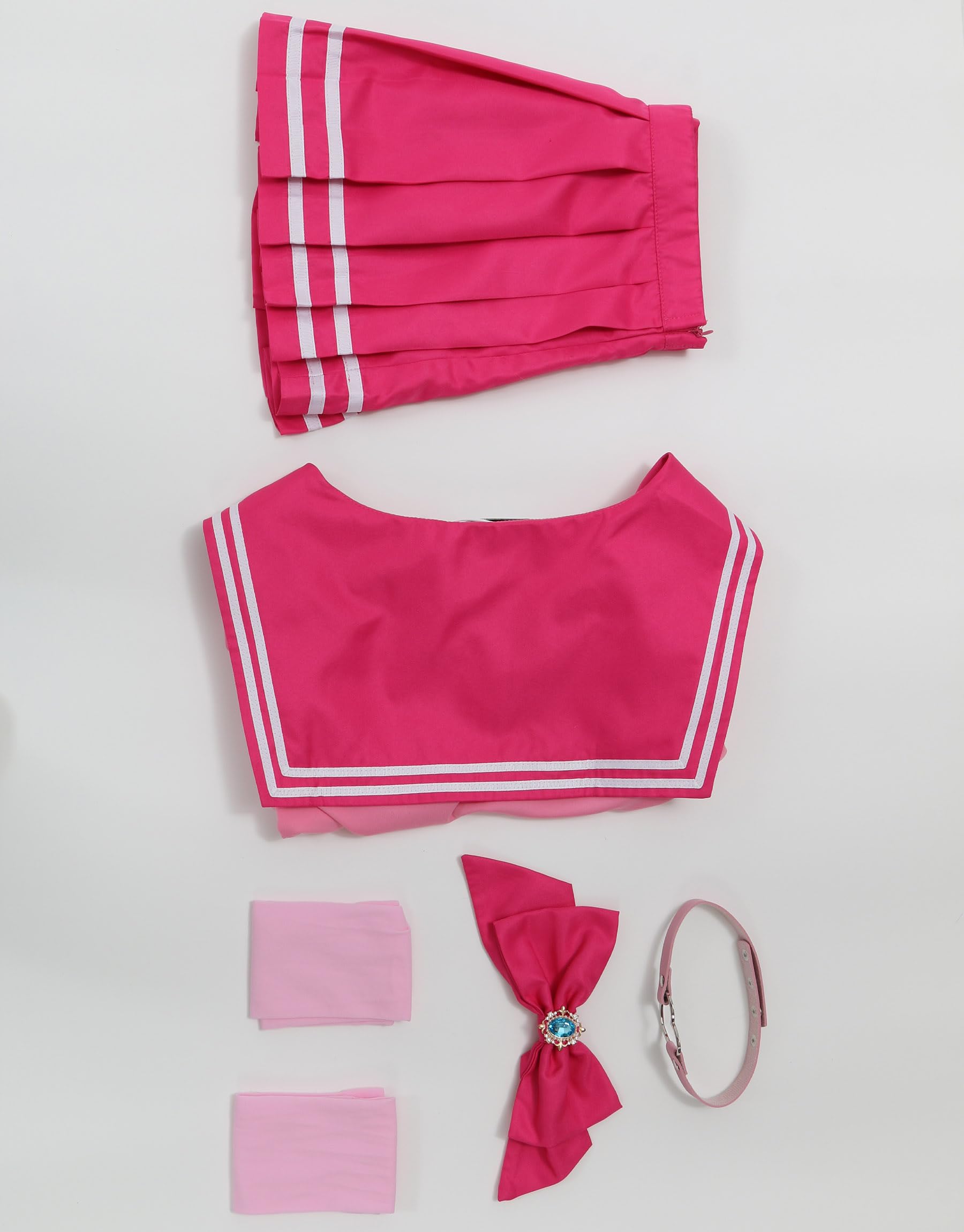 Mobbunny Women Bodysuit Skirt Set With Socks Romper Onesie Button Crotch Daily Halloween Clubwear: Pink X-Large