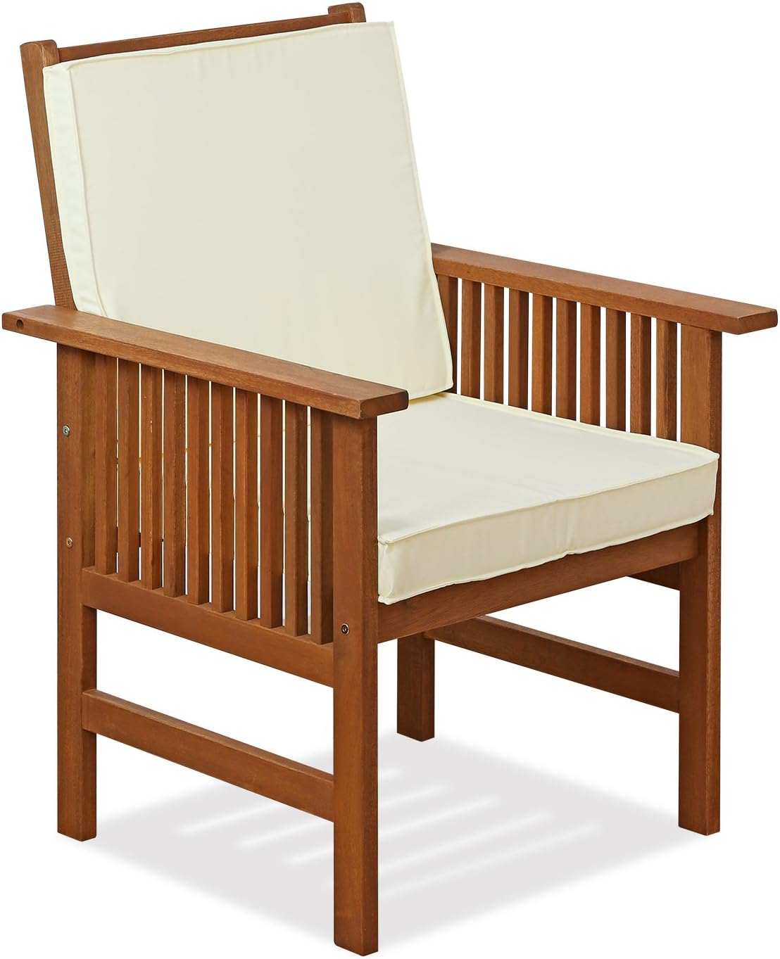 Furinno FG17318 Tioman Outdoor Hardwood Patio Furniture Armchair with Cushion Armchair with Cushion, 1 Arm Chair, Natural