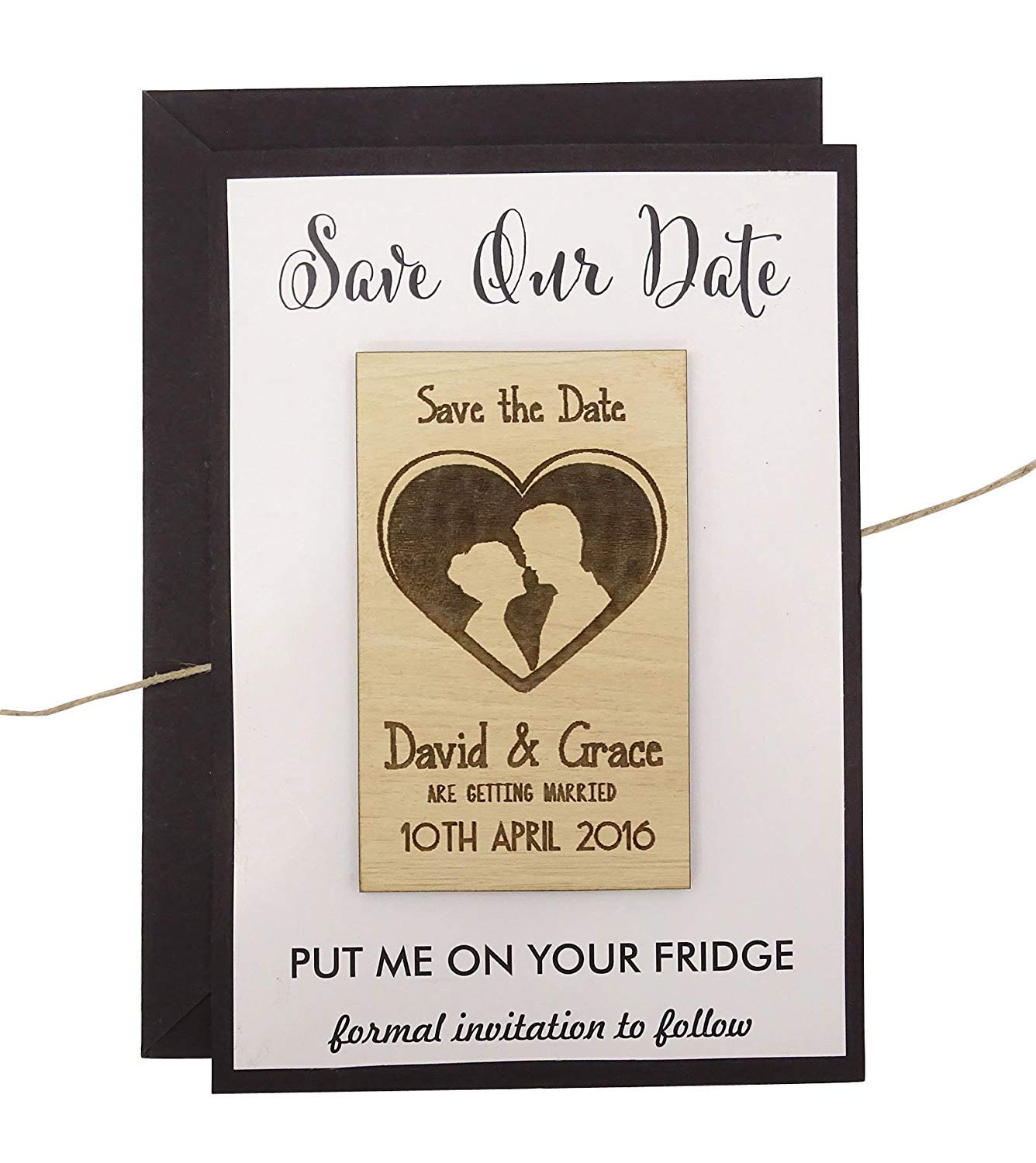 Cadeau personnalisé invités mariage : lot 35 aimants en bois gravés rustiques