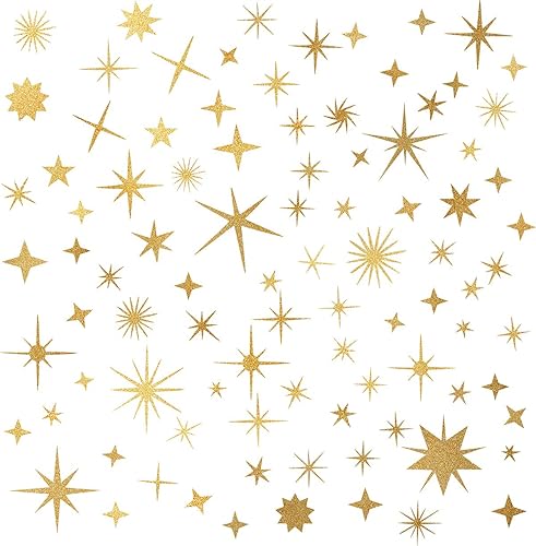 Miniatura 10 de Calcomanías de pared retro con diseño de estrella en explosión de estrellas, calcomanías de pared de estrellas atómicas, decoración moderna para