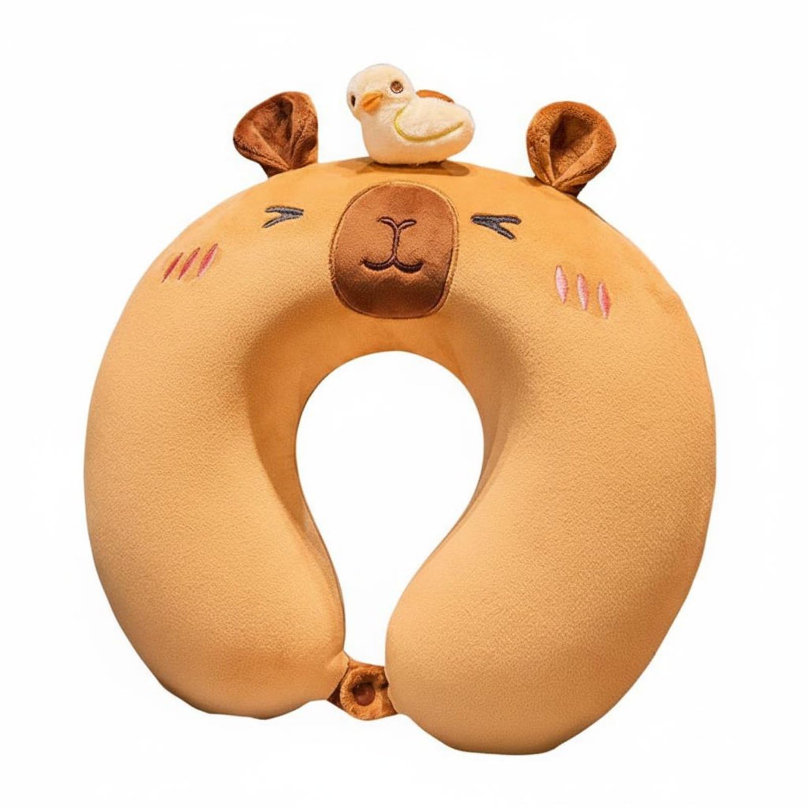 MERISHOPP Portable and Lightweight Capybara Neck Pillow Soft Textile U-Shaped Travel Pillow Ergonomic Design Soft U-Shaped Neck Cushion Breathable Material for Students, Office Workers, Kids, Duck-image-20