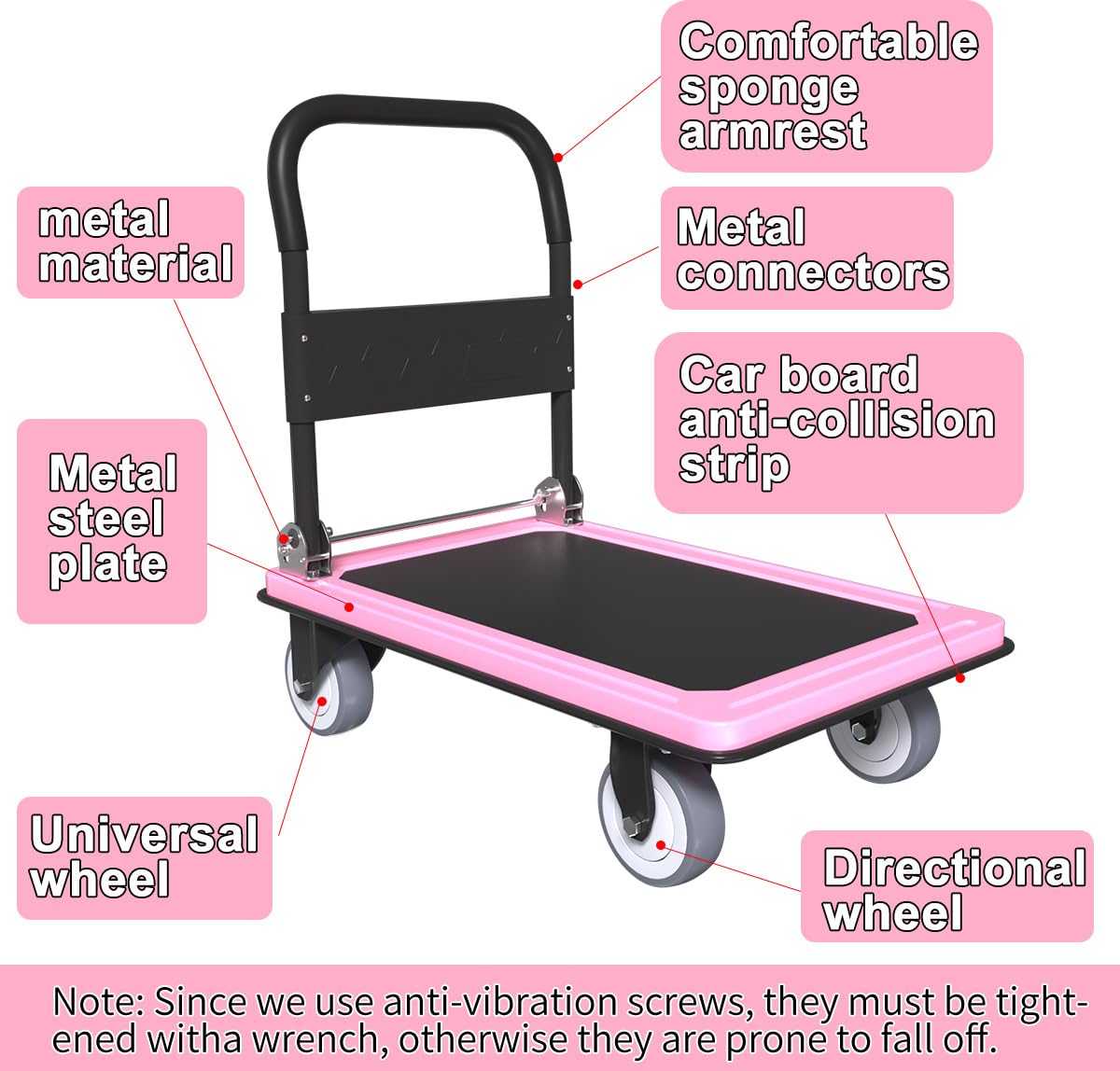 WUD Folding Push Cart - 1100 lb Capacity -5
