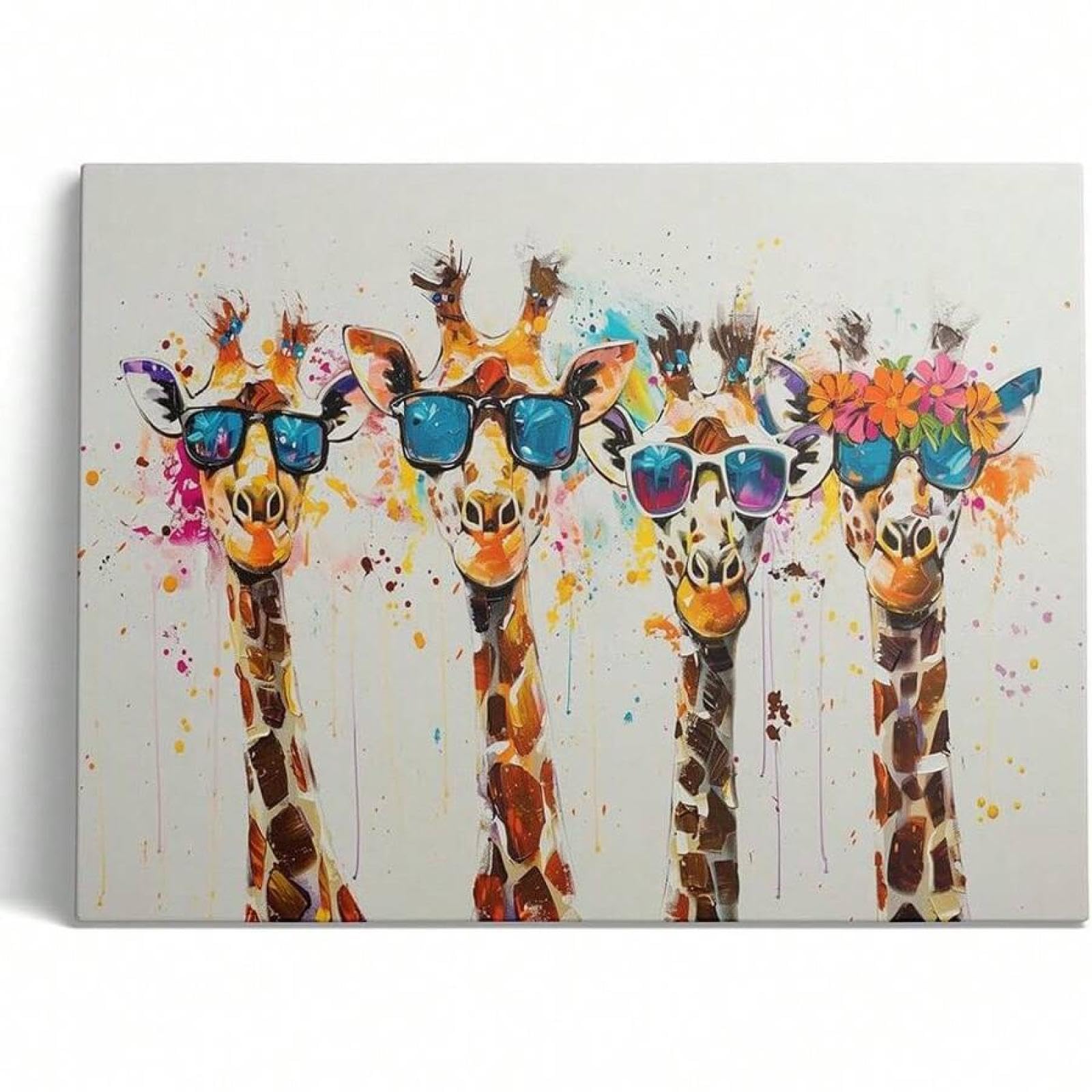 Peinture girafe colorée pour raviver un mur blanc vide 60x80 - 8