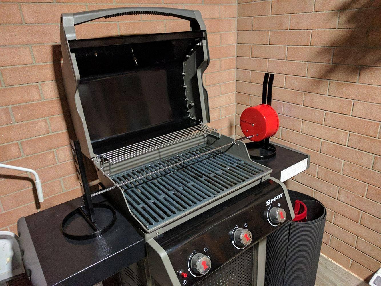 ALLEGRI Tournebroche ALIM. USB avec réglage de la Vitesse' Rotation avec Broche INOX de 95 cm de Long - 2 fourches arrêt Viande - Grille pour Broche CAPACITÉ Max 12 KG -Prise USB Non Incluse -