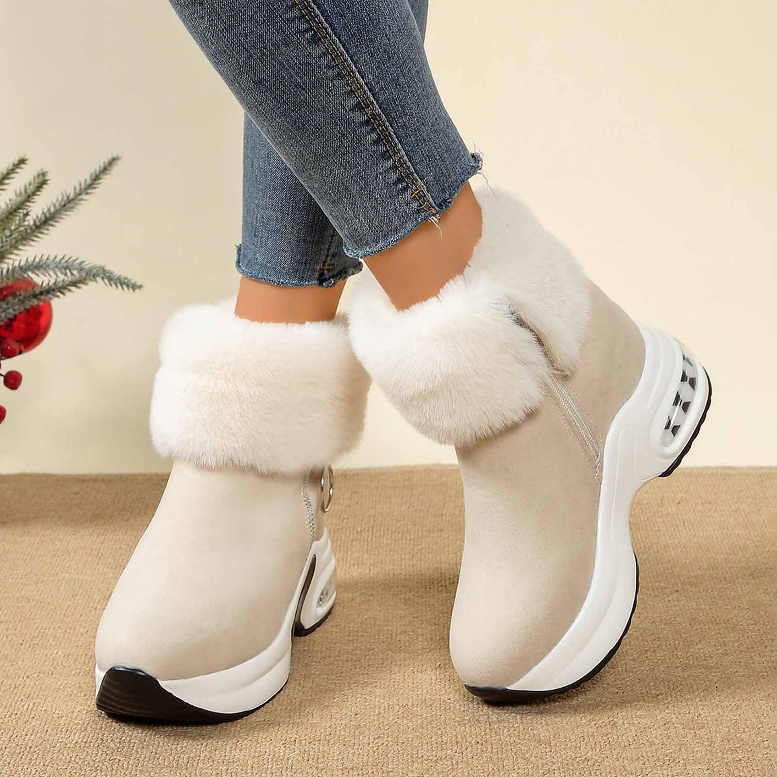 Generico Stivali Da Neve Donna Impermeabili Antivento Doposci Antiscivolo Stivaletti Imbottiti Scarpe Da Neve Con Fodera Dopo Sci Termiche Scarponi Per All'Acqua Trekkin Invernali