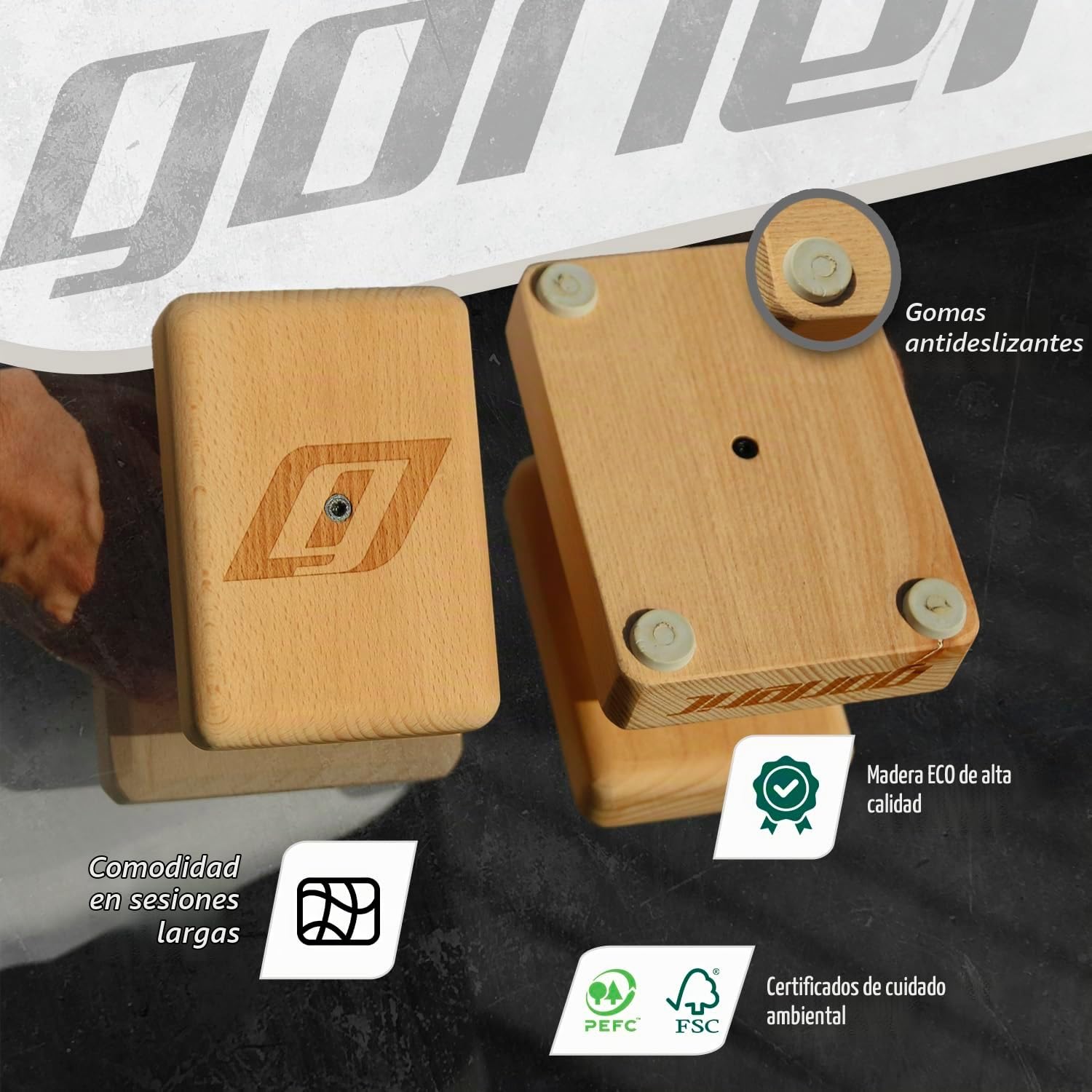 Canes BASIC — Bloques de Equilibrio Handbalance de Madera de Haya (14 cm Altura) con Bases Antideslizantes - Handstand Blocks