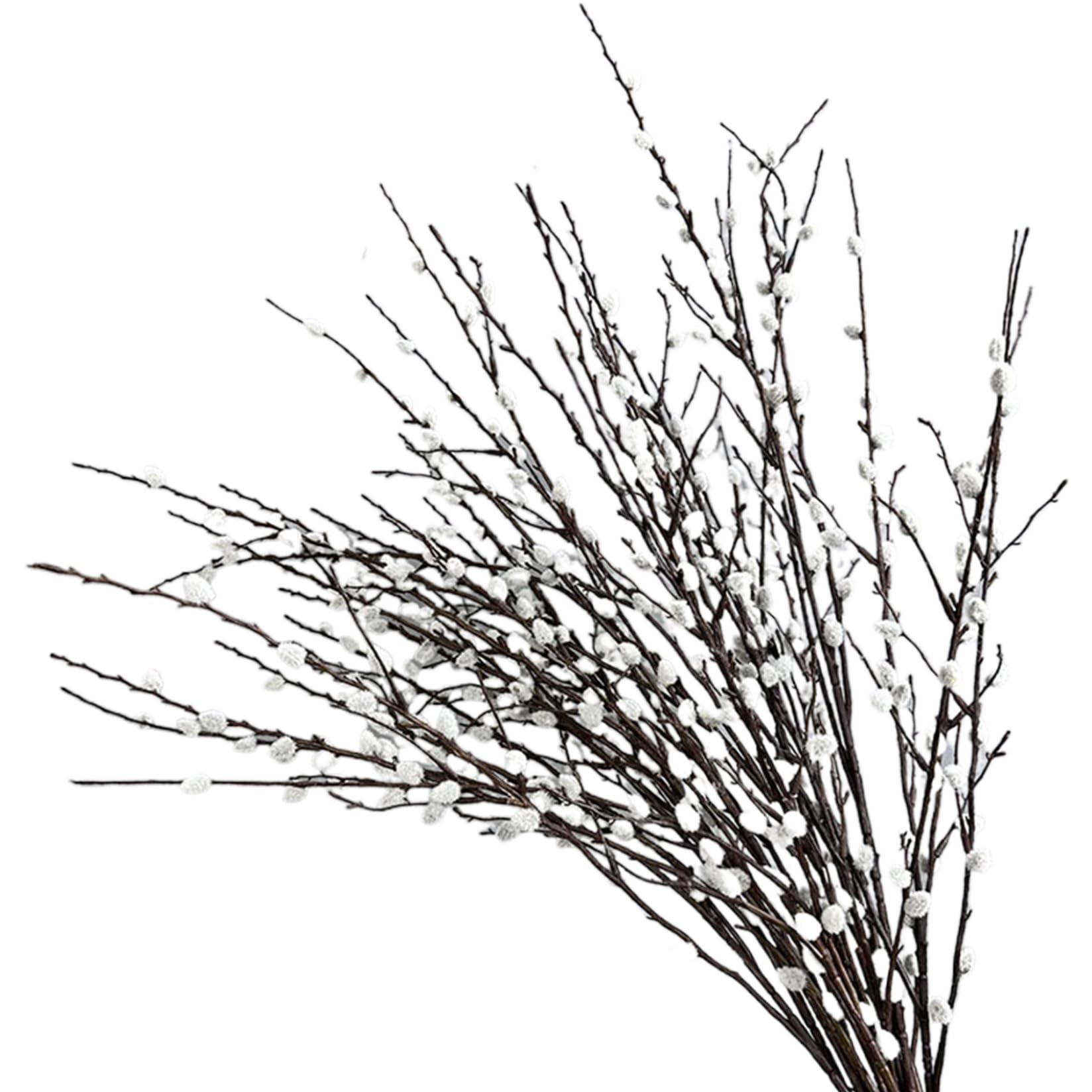 Xdyyjrasa Artificial Pussy Willow - 4 Bundles 31.5" Long Realistic Pussywillows with White Flowers, for Vases Wedding Photography Prop