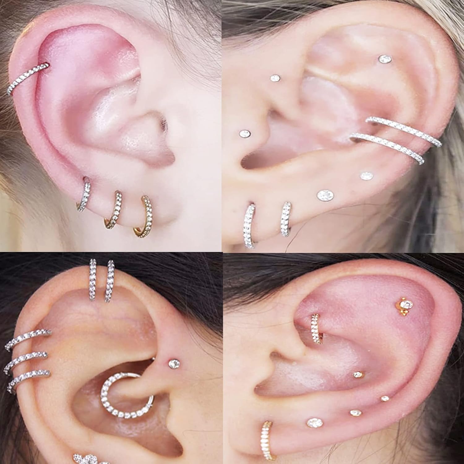 BLISI G23 Titanium Nose Rings Hoop Septum Clicker 16G Hinged Nose Segment Ring Hoop 8mm/9mm/10mm Cubic Zirconia Cartilage Earrings Conch Daith Helix Rook Tragus Ear Body Piercing Jewelry - Image 5