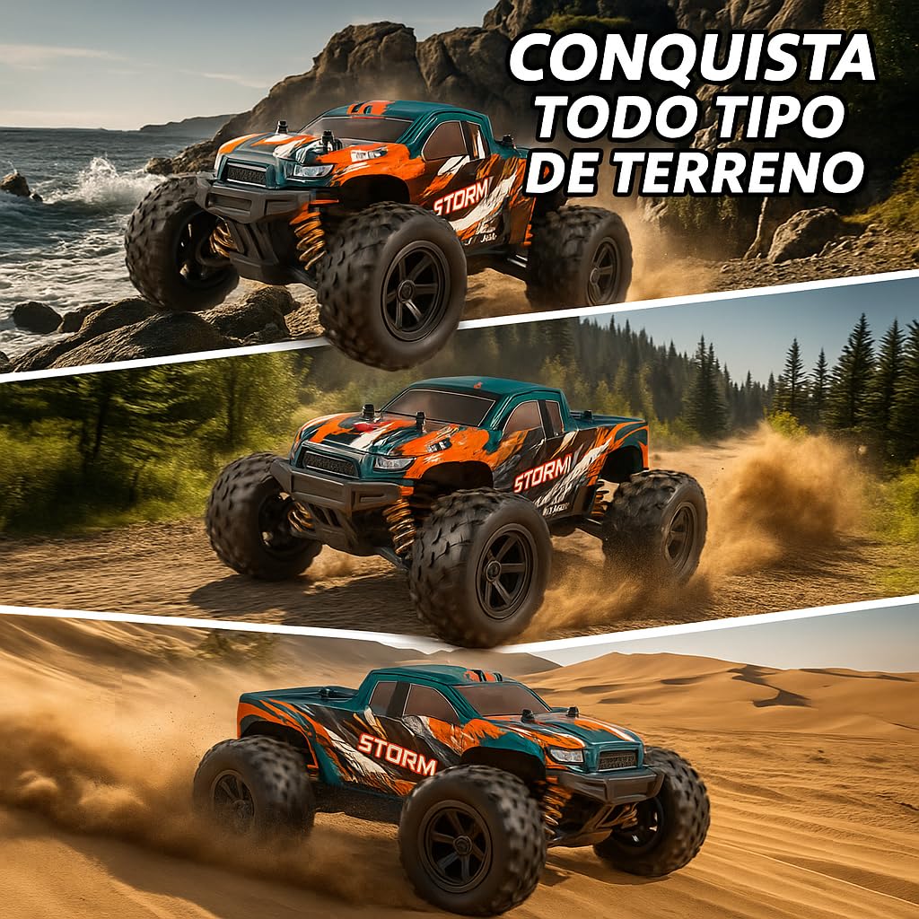 Coche teledirigido RC 4WD Escala 1:18, Monster Truck Off-Road 36 km/h con Control Remoto 2.4GHz, vehículo Todoterreno para Interior y Exterior, Regalo para niños +14 años