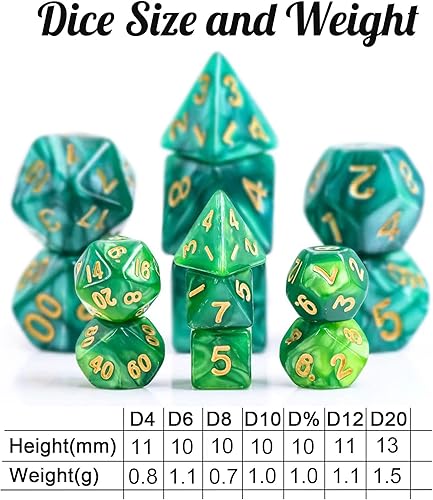 Miniatura 2 de Juego de dados Mini DND de 0.394 in, 10 juegos de dados poliédricos RPG (70 piezas) para MTG, RPG, D&D Dungeons and Dragons juego de rol (remolino