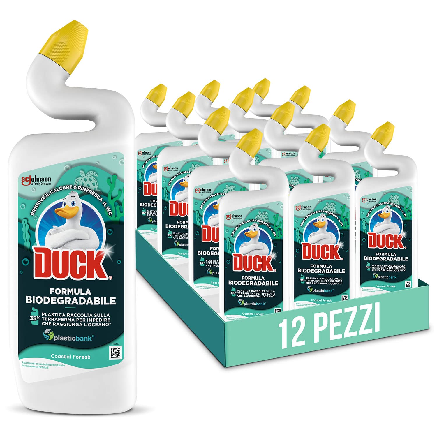 Duck Liquido WC Gel, Anticalcare e Biodegradabile, Freschezza Alpina, 12 pz