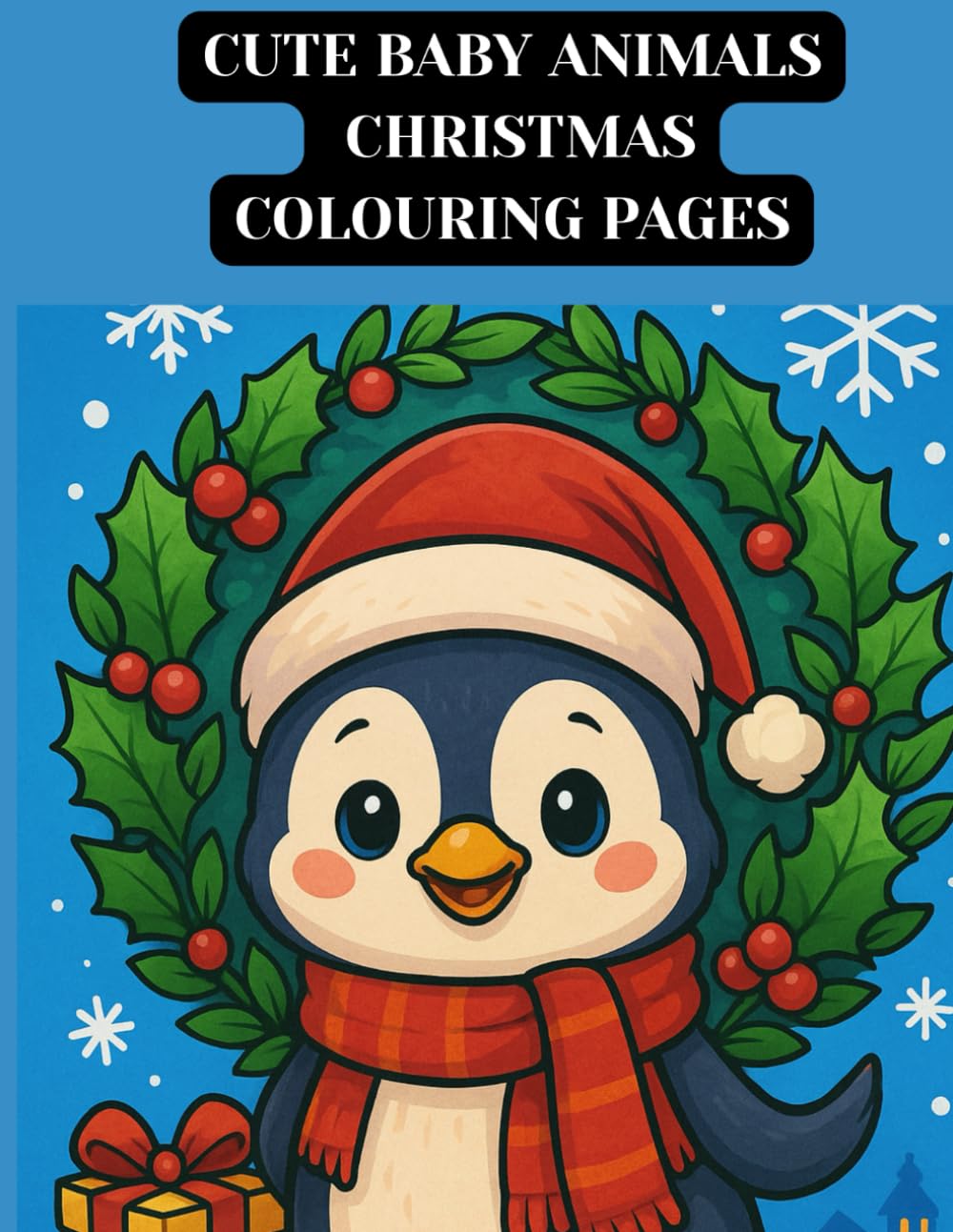 CUTE BABY ANIMALS CHRISTMAS COLOURING PAGES
