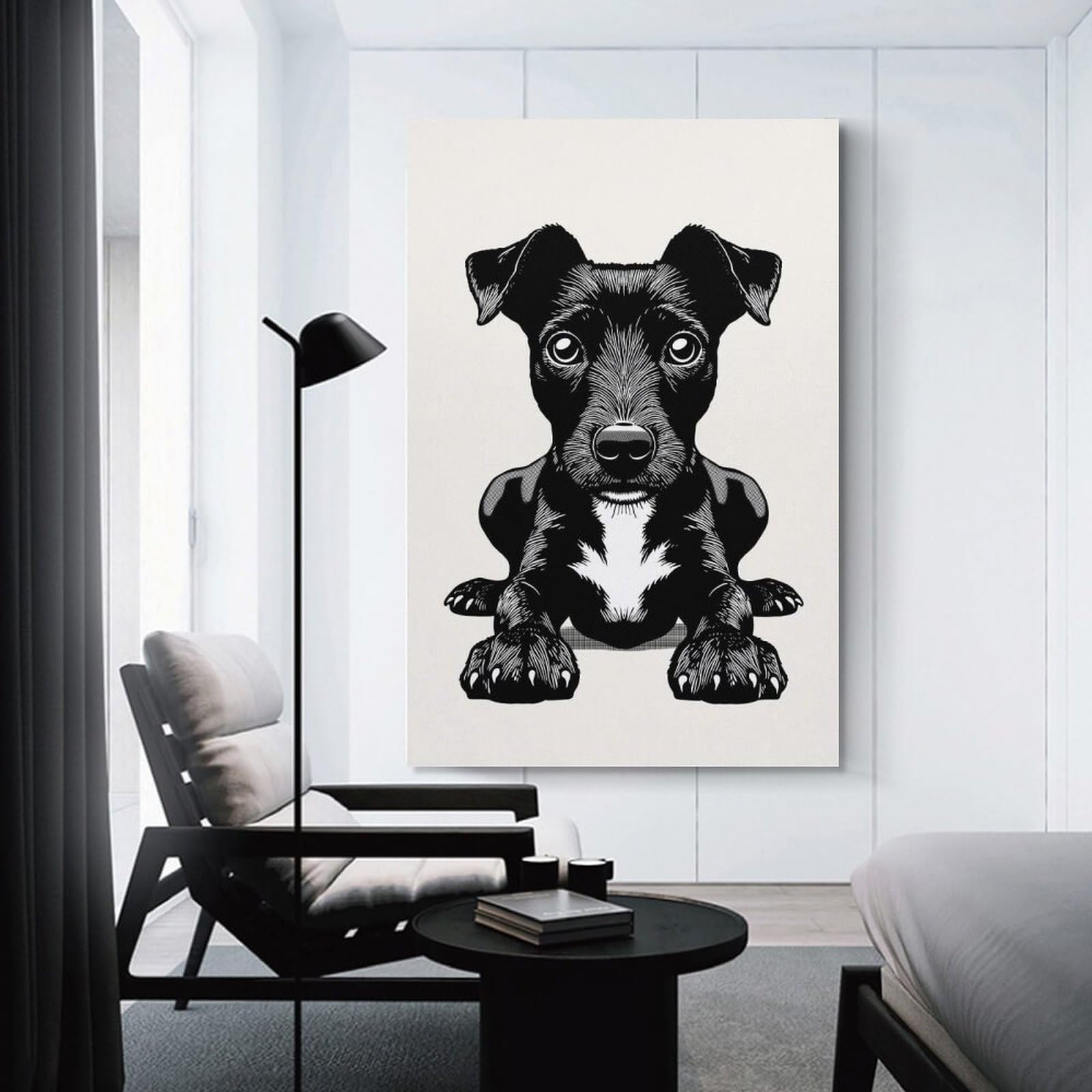 Junmoney Patterdale Terrier Canvas Wall Picture 24x36inch(60x90cm), for Study, Office Or Focused Interiors, Home Office Artwork with Decorative Appeal