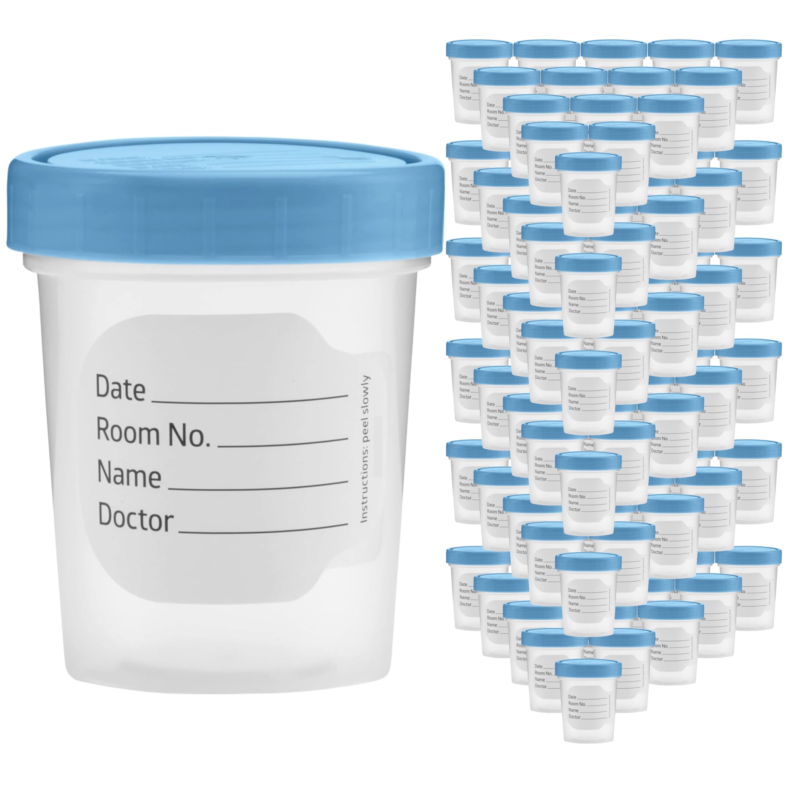 Vakly Specimen Cups with Leak Proof Screw on Lids - 4oz [Pack of 100] Clear Non-Sterile Urine Sample Jars - Containers for Safe Pee, Stool, Semen Sample Collection for Testing (100)