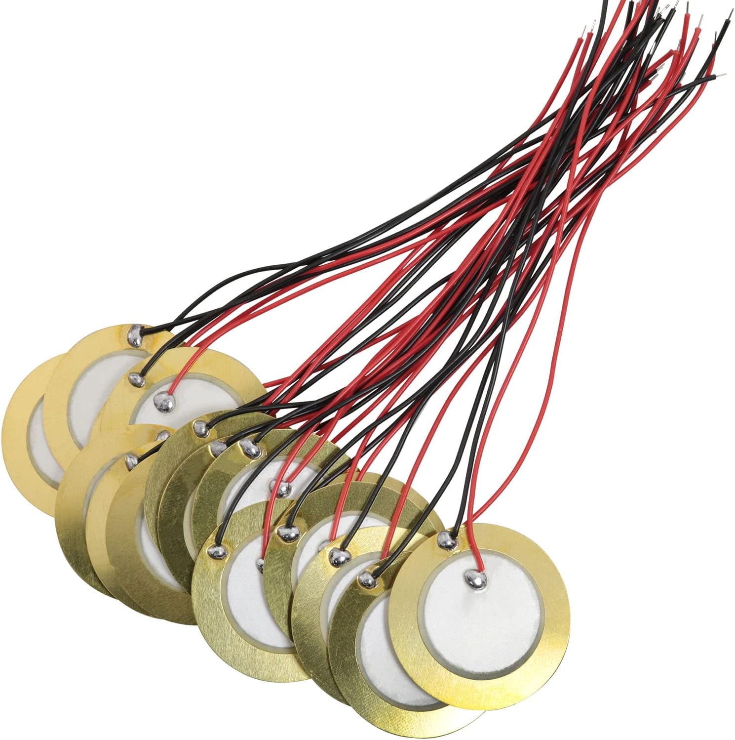 16PCS 27mm Piezo Discs with Leads Mic Drum Trigger Acoustic Pickup CBG Guitar Piezo Amplifiers Discs for Acoustic Guitar Drum