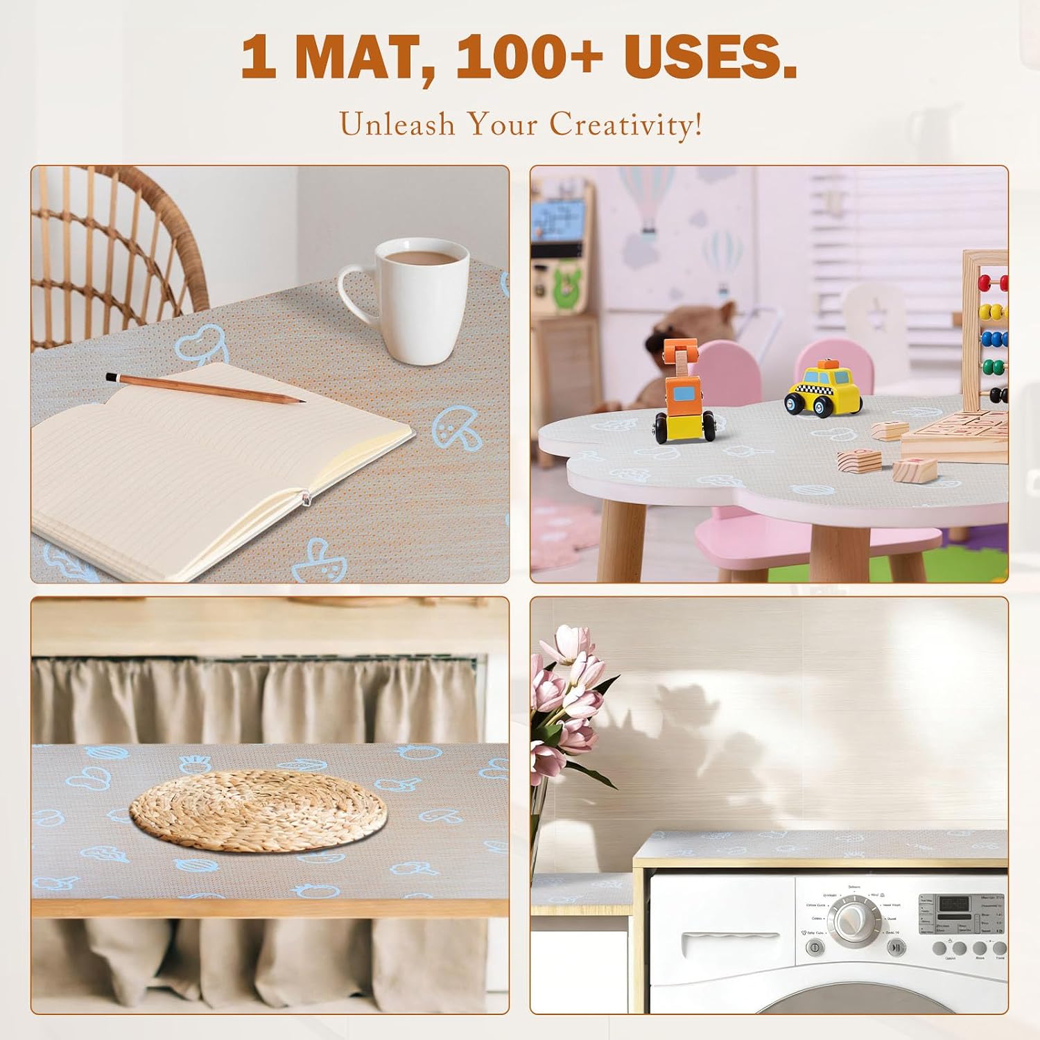 Drawer and Shelf Liner for Kitchen Cabinets, Cute Cartoon Waterproof Cabinet Liners，12in W x 240in L Non-Adhesive EVA ShelvesLiner, Easy-to-Cut Non Slip Shelf Liners for Kids' Room,Study Desk，Dresser