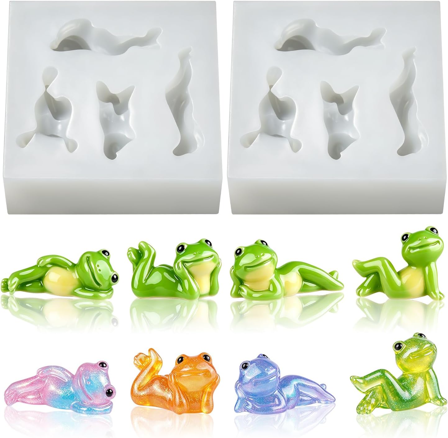Mini Cute Tiny Frog Figurines Silicone Mold, 2 Pcs Micro Dollhouse Animal Epoxy Casting Mold with Realistic Shapes for DIY Resin Art Fairy Garden Miniatures Landscape Crafts Decor