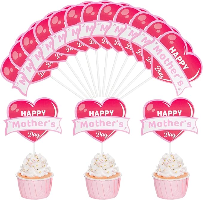 12 Pcs Happy Mother's Day Picks, Happy Mother's Day Cupcake