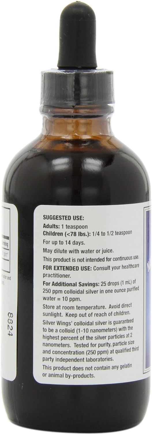 Natural Path Silver Wings Dietary Mineral Supplement, Colloidal Silver, 250 PPM, 4 Fl Oz : Health & Household