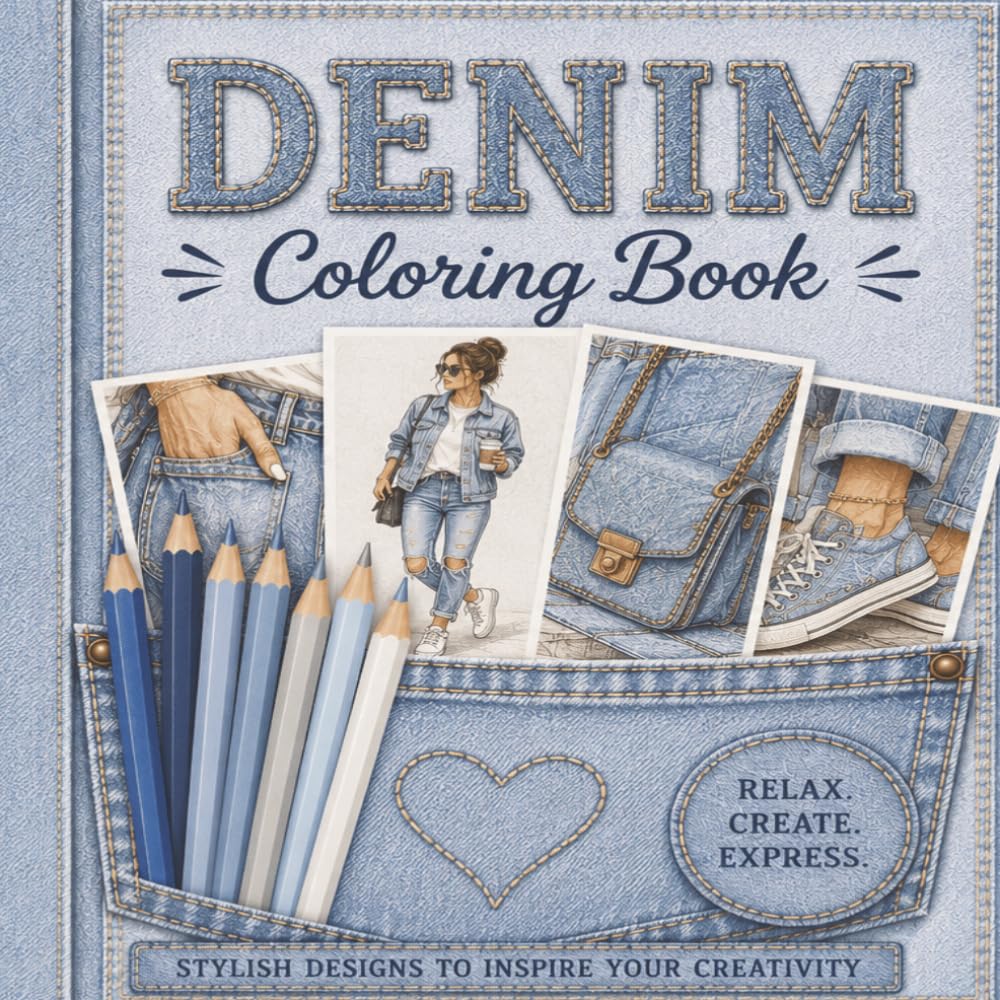Denim Dreams Coloring Book: Bold Easy Coloring Pages