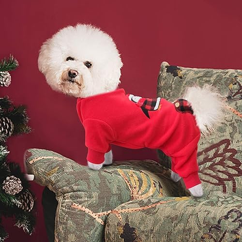 Miniatura 4 de KYEESE Pijamas de Navidad para perros pequeños, pijamas a cuadros para perros pequeños, pijamas navideñas para gatos
