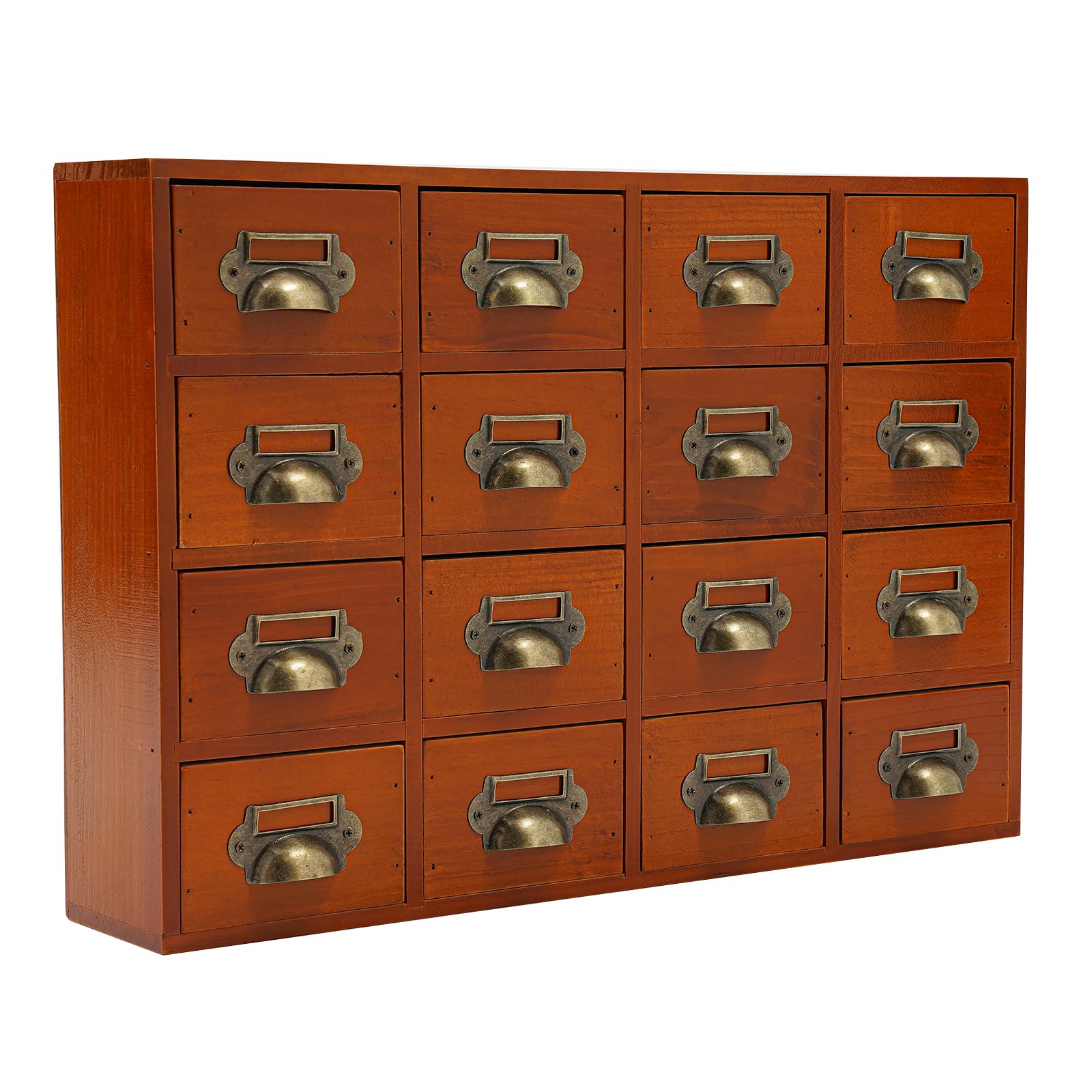 Armadietto da 16 cassetti in legno massello – Design vintage, portata 10 kg, organizer da scrivania per ufficio, casa, farmacia