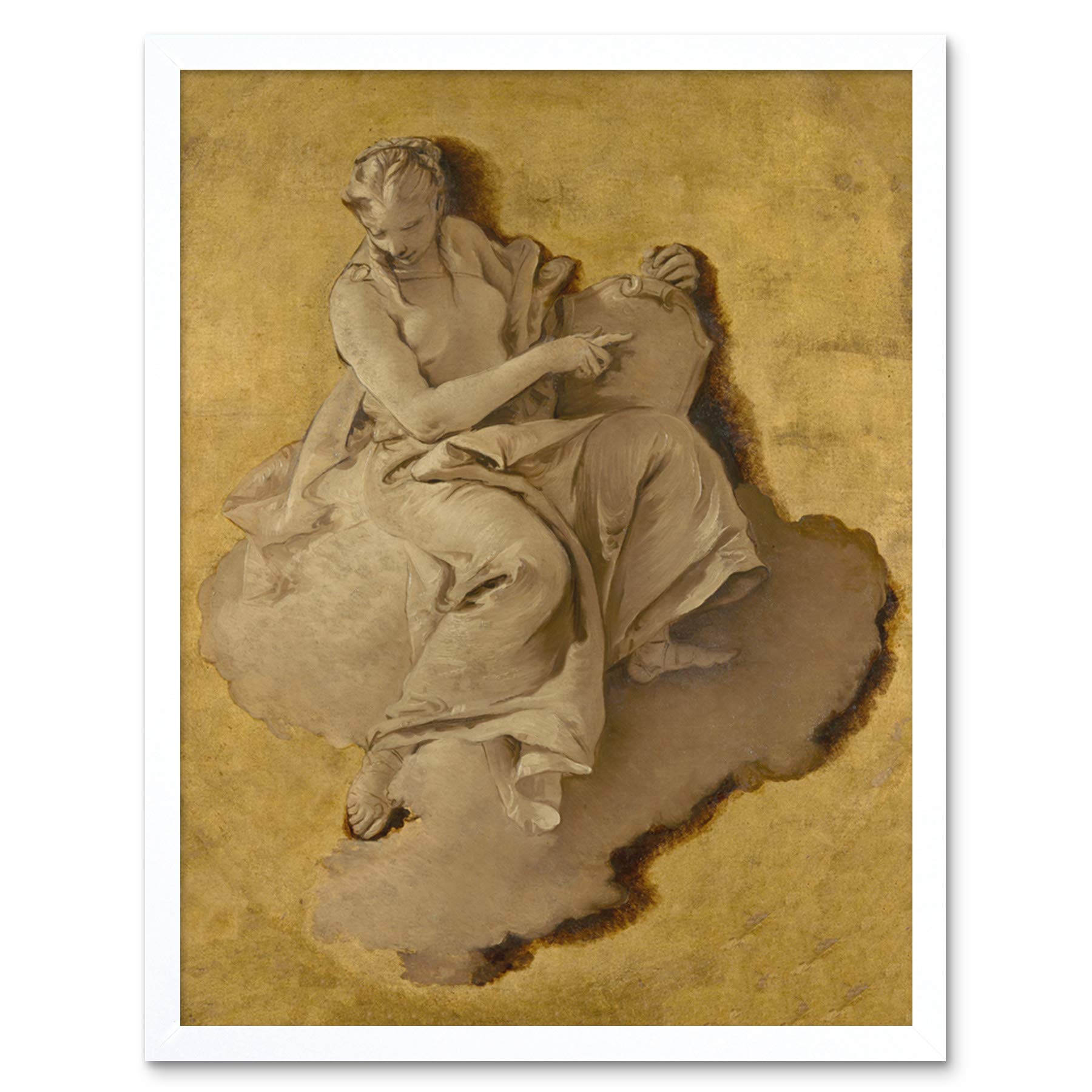 Artery8 Tiepolo Allegorical Figure Woman With Shield Mirror Art Print Framed Poster Wall Decor 12x16 inch