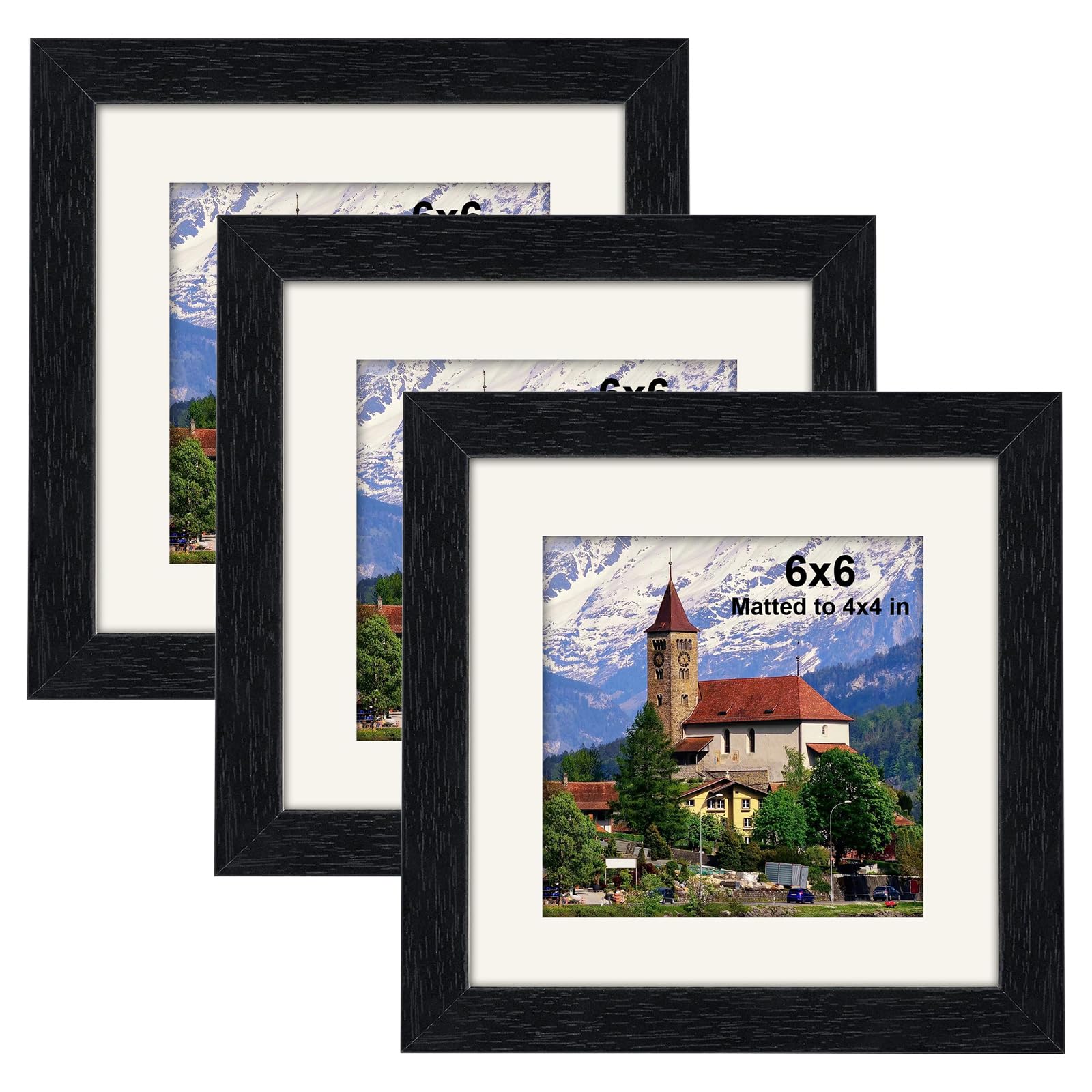 Photo Frames, 3 Pack Black Square Picture Frames, Modern Square Small Photo Frame with Strut Backing for Wall Mount & Desk Stand (6x6in)