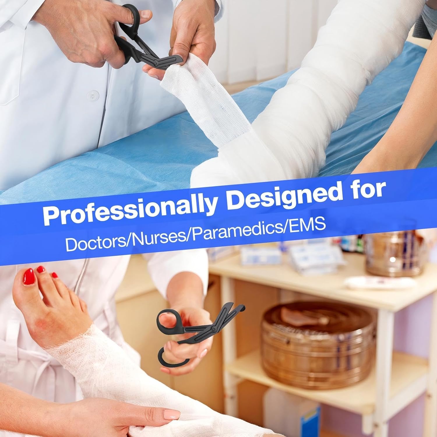 Chumia Trauma Shears for Nurses Bulk 6 Inches Medical Bandage Scissors Shears Emergency First Aid Scissors Black Stainless Steel Blades Nursing Accessories for Doctor Supplies(40 Pack)