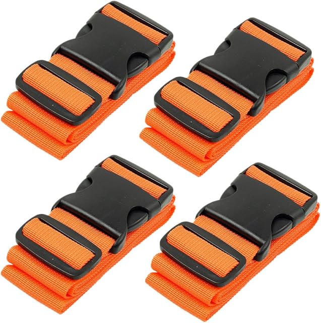 BlueCosto Luggage Straps for Suitcases Strap Suitcase Belt, 4-Pack, Orange