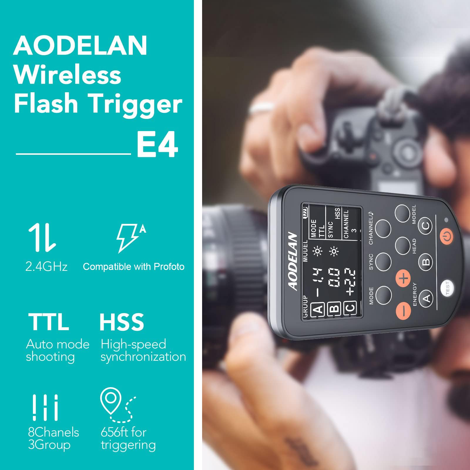 AODELAN TTL - Disparador de flash inalámbrico para cámaras Canon, compatible con función HSS de 1/8000s; reemplaza el control remoto TTL-C