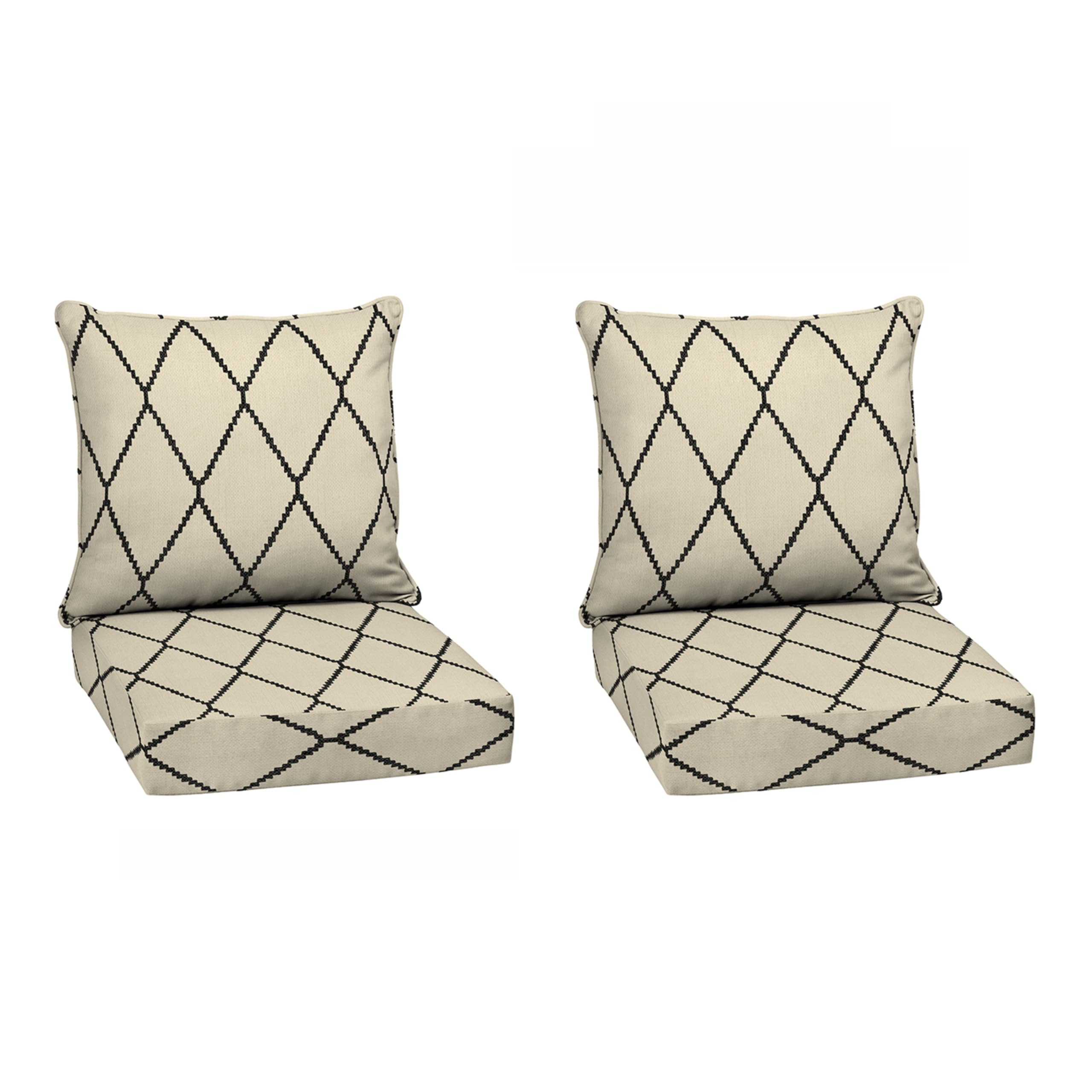 Arden Outdoor Deep Seat Cushion Set (2-Pack), 24 in x 24 in, Weather-Proof, Rain-Proof, Fade Resistant Patio Cushion for Chair, Sofa, and Couch Tan