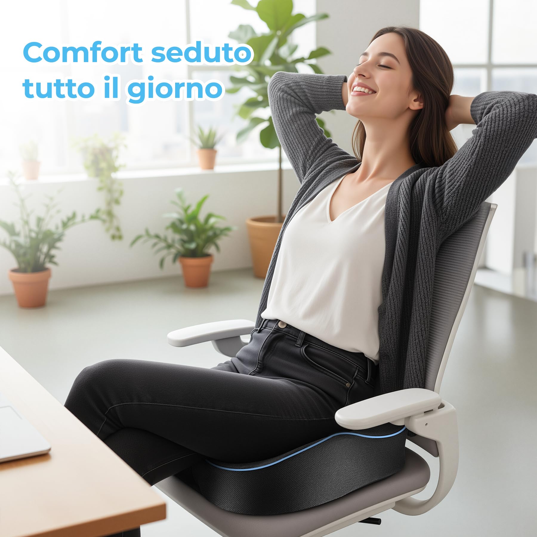 POOTACK Cuscino Sedia Ufficio, Cuscino Sedile, Cuscino Memory Foam per Sedia da Scrivania, Cuscino Memory Foam per Ufficio Casa Auto e Sedia a Rotelle