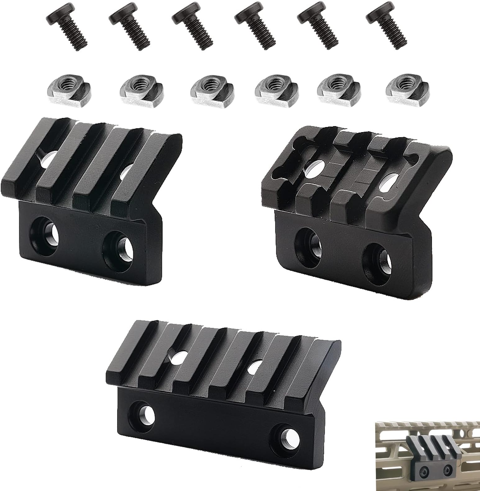 45 Degree Picatinny Rail Mount canted Picatinny Rail More Style for Flashlight Rifle Laser Dot Sights (3 3 5 solts - 3 Packed)
