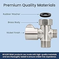 Vista 6 de Adaptador en T de válvula de cierre LUXE Bidet de 7/8" x 7/8" x 1/2" para bidés, compatible con accesorios de bidé de la serie NEO