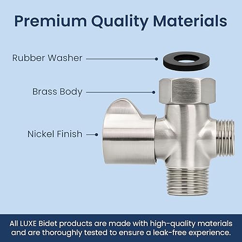 Vista 22 de Luxe Adaptador en T de metal con válvula de retención, conexión en T de 3 tomas, acabado chapado en cromo, para neobidés Luxe