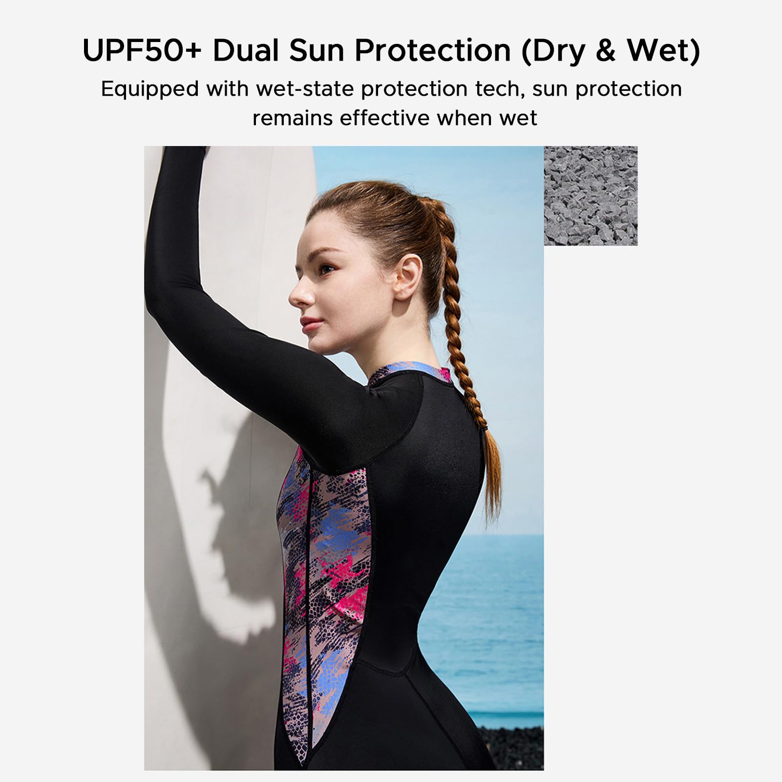 Traje De Baño De Manga Larga para Mujer con ProteccióN Solar UPF 50, Traje Neopreno Una Pieza Secado Rápido para Surf Y Snorkel, Baño con