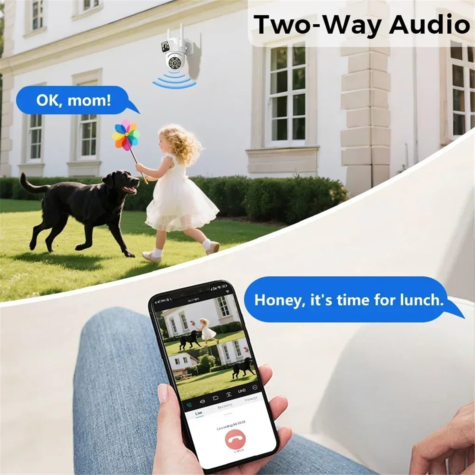 Kamera PTZ Wi-Fi 6MP z podwójnym obiektywem i dwoma ekranami, kamera do monitoringu domu, noktowizor, kamera bezpieczeństwa CCTV IP(6MP NO SD Card)