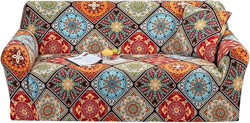 PUIOKA Funda de sofá elástica para sala de estar Jacquard Spandex muebles funda protectora impresa todo incluido funda de sofá
