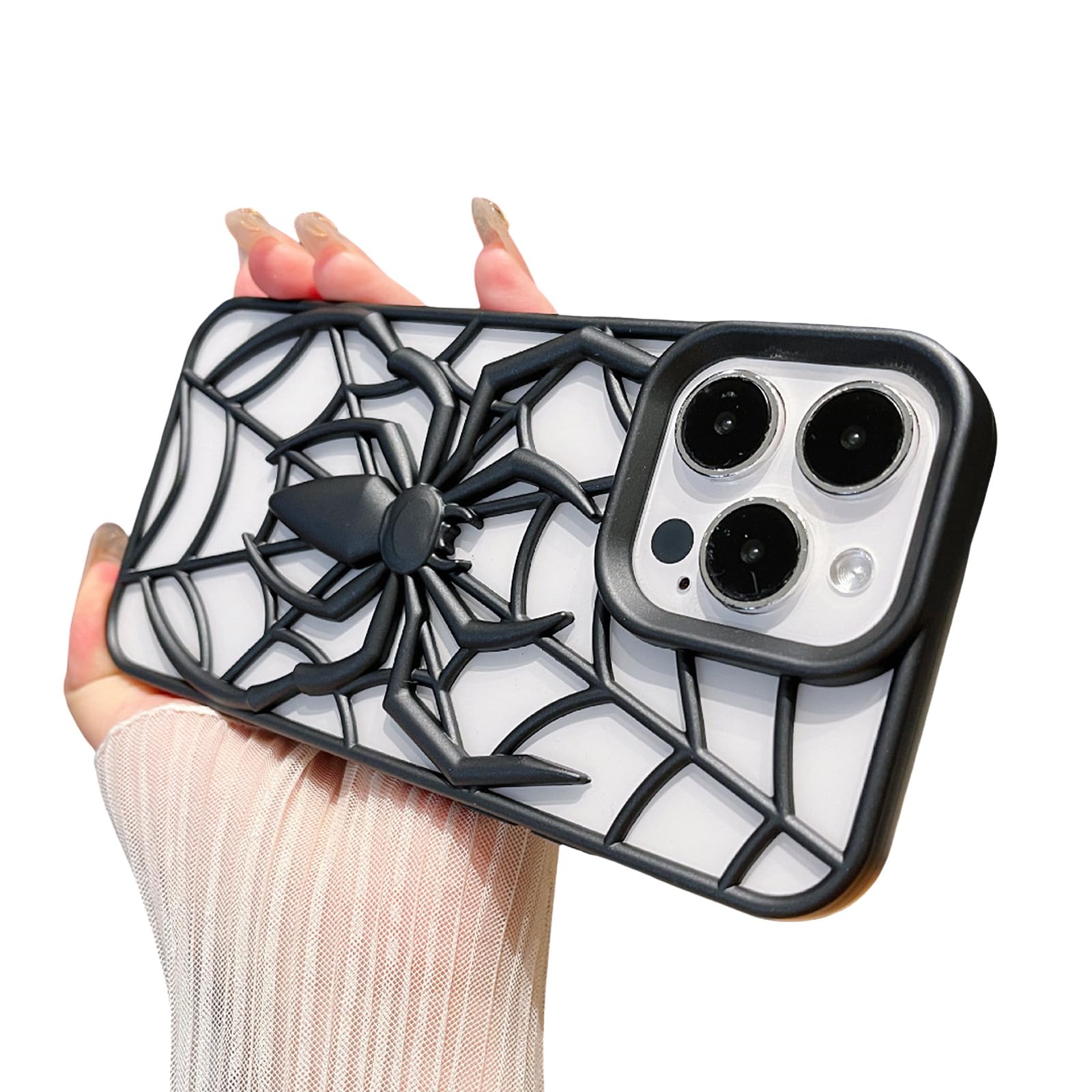 UMICASE for iPhone Case,Luxury Soft Hollow Heat Dissipation Spider Shape Matte Finish,Suitable for Men Shockproof Phone Case (Black,iPhone 15 Pro Max)