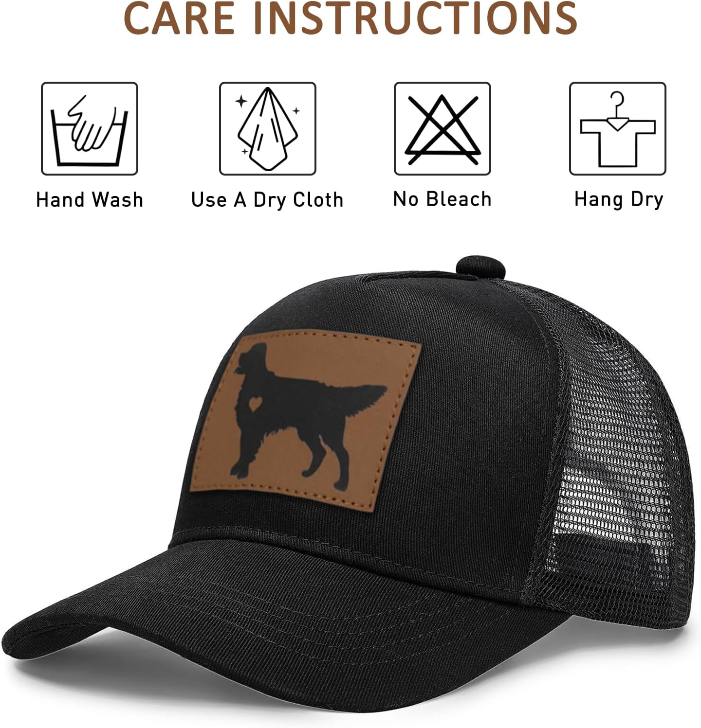 Dog Lover Gifts, Dog Leather Patch Trucker Hat Baseball Hats Adjustable Snapback Outdoor Baseball Cap, Mesh Back - Image 7