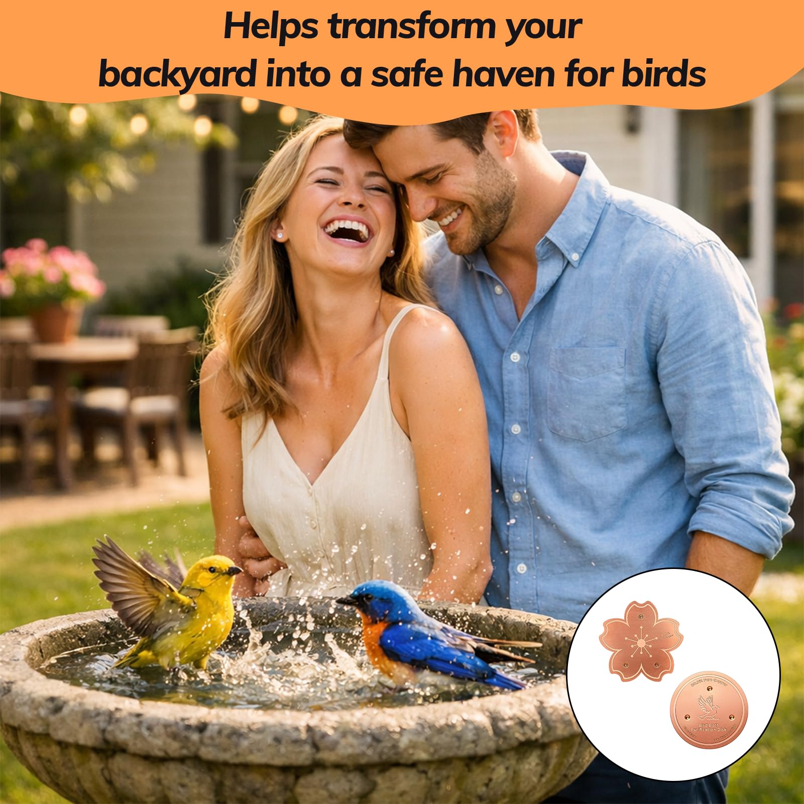 2 Pack Pure Copper Purification Disk, Bird Bath Bowl Flat Round for Bird Bath Clean, Disk for Physical Safe Clean Water All-Season, Fit for Outdoor Birdbaths & Bowls Birdbaths Fountains etc — view 7