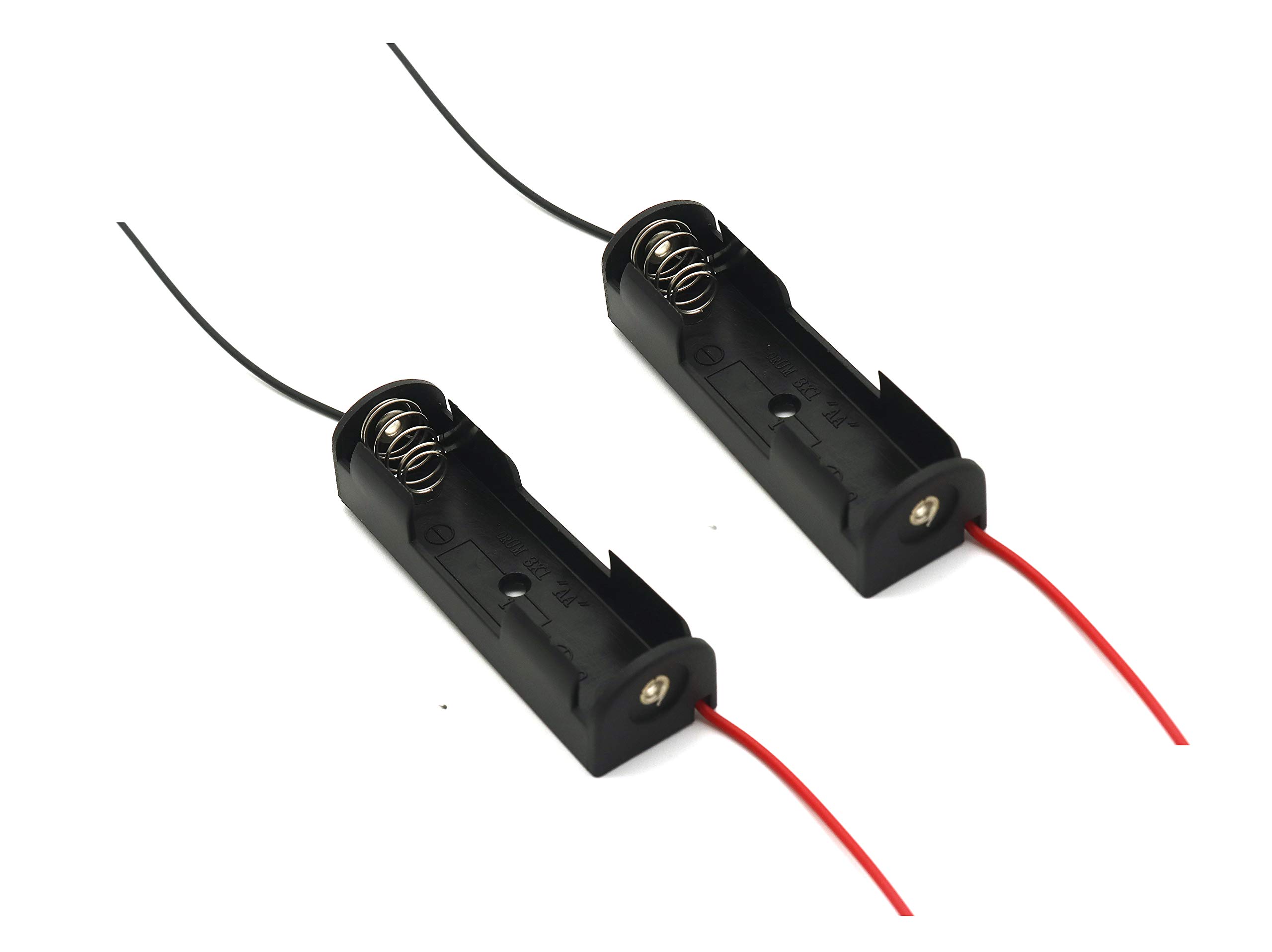 Electronicspices Pack of 2 Single Side 1.5v AA Battery Holder with Wire, Spring Clip Black Plastic-picture-26