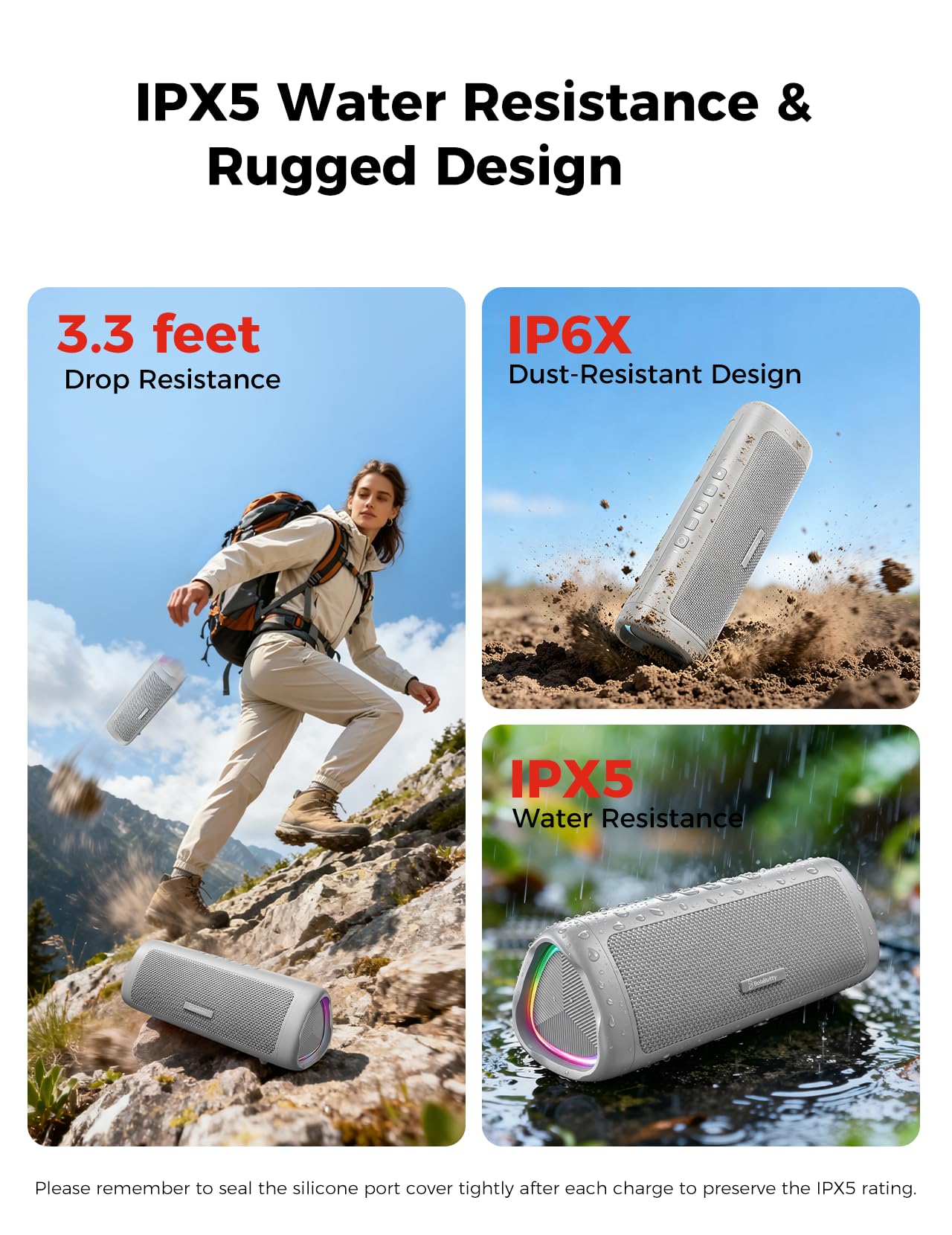 Bluetooth Lautsprecher, 20W HD Sound, Tragbar Kabellos, IPX5 Wasserdicht, Bis zu 24H Spielzeit, TWS Pairing, für Zuhause/Party/Outdoor/Camping/Strand Essentials, Elektronische Gadgets