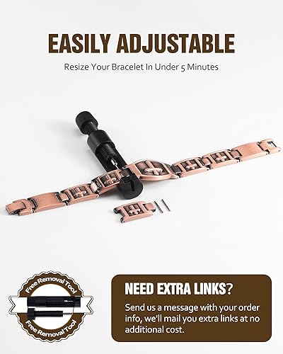 Miniatura 6 de Jecanori Pulsera magnética de cobre de fuerza 3X para hombre