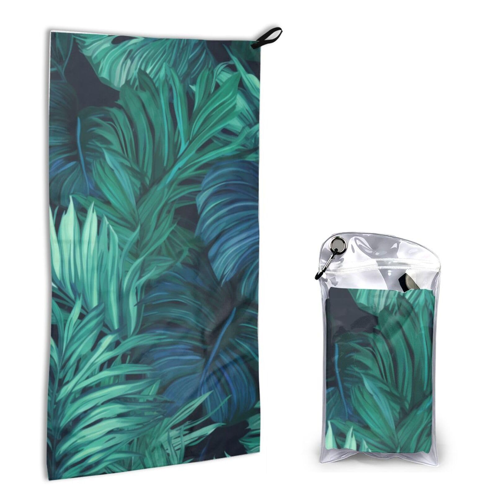 BWWHCCTI Quick Dry Hand Towel With Bag - Tropical Palm Leaves Printed Super Absorbent Face Cloth Microfiber Travel Sports Towels 40x80cm