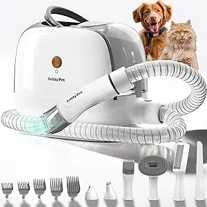 lvittyPet Dog Grooming Kit, 7 in 1 Dog Grooming Vacuum, Pet Vacuum for Shedding Grooming with 3 Suction Mode and 2L Dust Cup, Low Noise Shedding Pet Hair, Home Cleaning