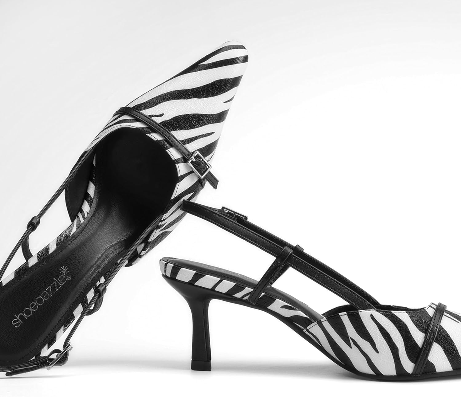 JustFab Women's Pointed Toe High Stiletto Heels Slingback Stretch Slip-on Pumps Backless Patent Suede Fashion Dress Shoes for Women - Image 6